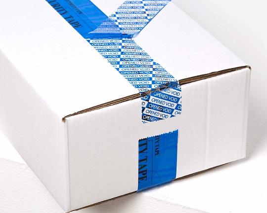 Overt security tape on sealed carton